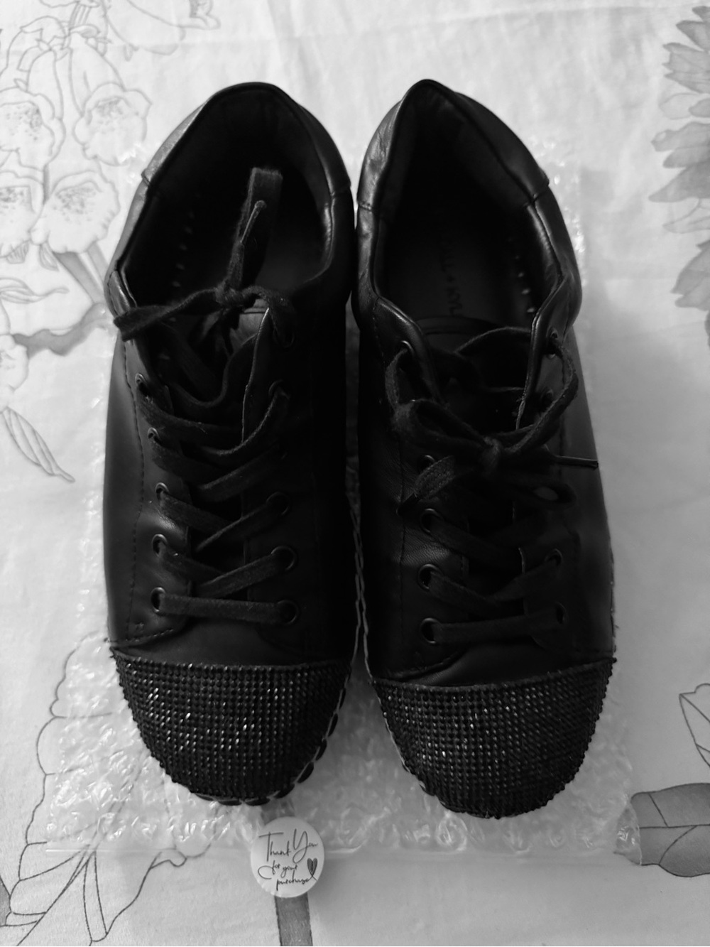 Kendall & Kylie Black Lace-Up Sneakers with Embellished Toe